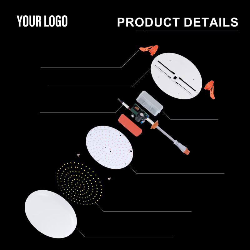 36W zapustené LED bezrámové panelové svietidlo, hliník + PC, železo + PP